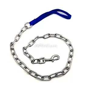 Laisse pour chien en métal avec poignée en tissu, 1,2m