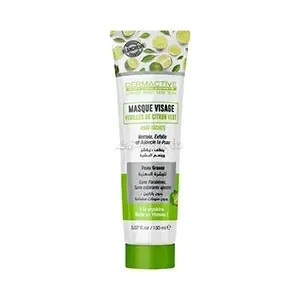 Masque visage anti-tâches pour peaux grasses, aux feuilles de citron vert, Vitamine E, Glycérine, Sans parabènes, Sans Colorants, Dermactive, 150ml