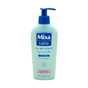 Eau nettoyante hydratante pour peaux délicates des bébés et adultes, Enrichie en glycérine, Sans rincer, Hypoallergénique, Mixa, 250 ml
