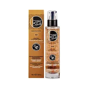 Sérum professionnel régénérant pour cheveux traités, lissés et Abimés, Kératine et l'extrait d'ail, Sans sulfate, AB, Keragold, 100ml