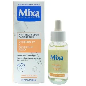 Sérum visage anti tâches brunes, Vitamine C et acide glycolique, Hypoallergénique, Expert peau sensible, Mixa, 30ml