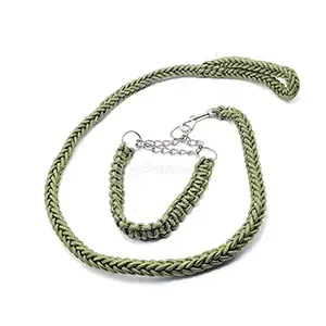 Collier et laisse pour chien en tissu tressé, Chien moyen, BisHis, Laisse 130cm