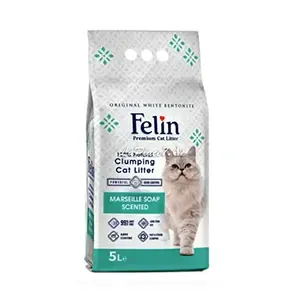 Litière pour chat au savon de Marseille, 100℅ naturelle, Premium cat litter, Felin, 5L