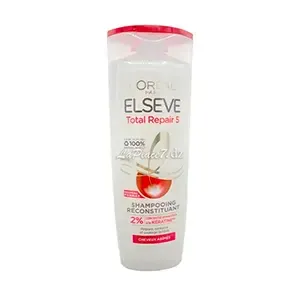 Shampoing reconstituant pour cheveux abimés,  2 % concentré réparateur à la kératine xs, Total repair 5, Elseve, L'Oréal, 300 ml